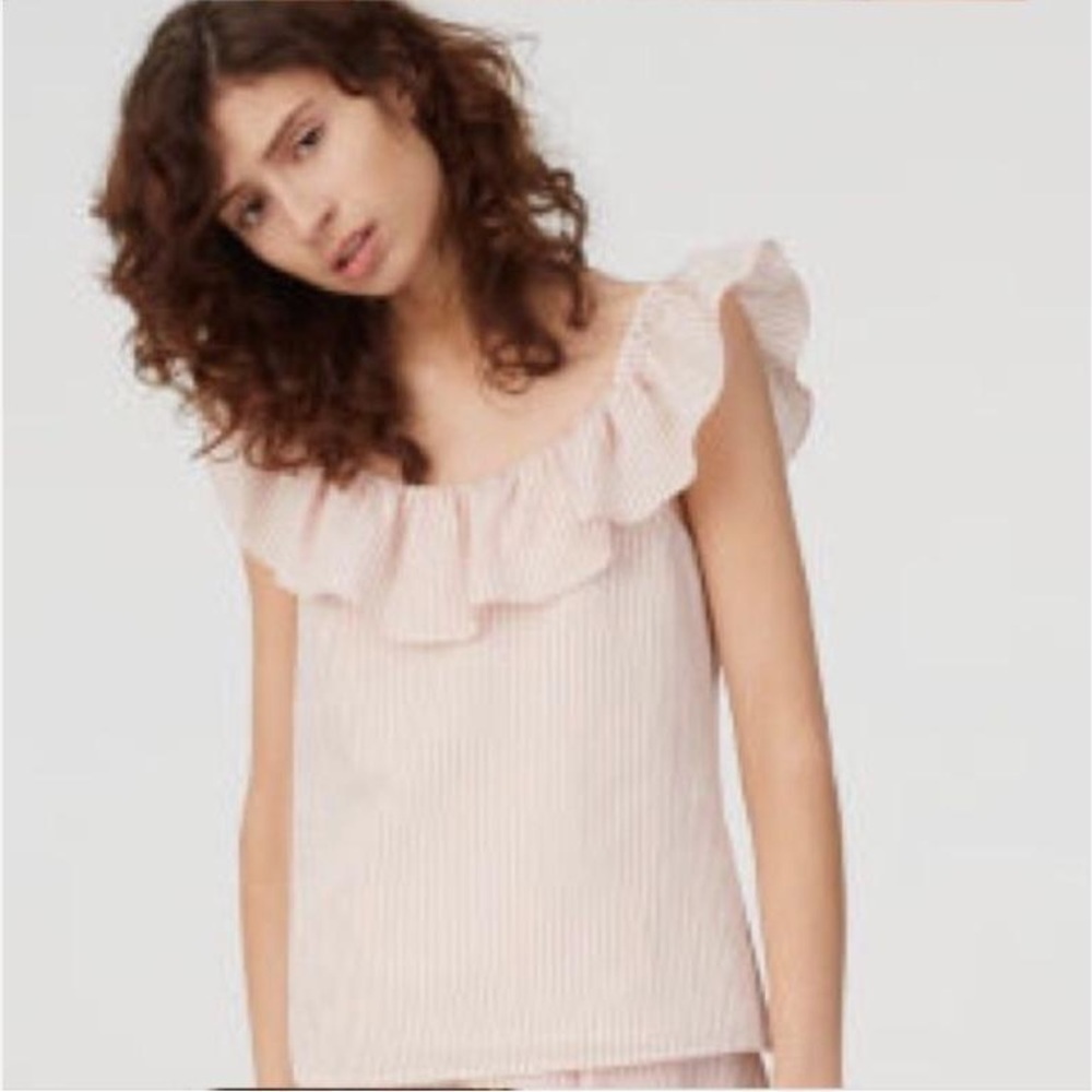 LIKE NEW Club Monaco stripe ruffle top, XS